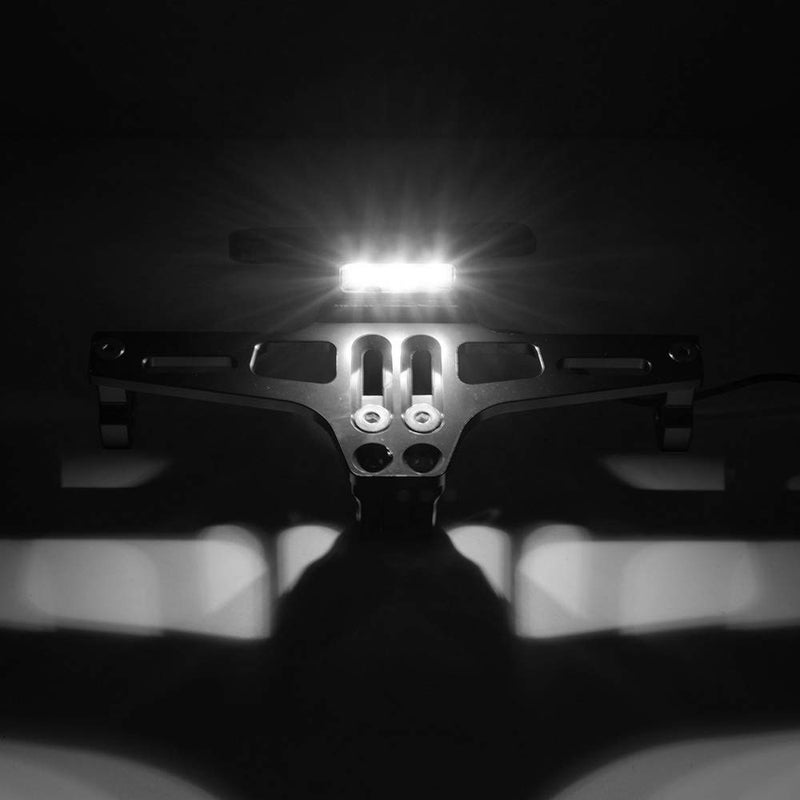 TESWNE Universal Motorcycle LED Light Rear License Plate Holder Adjustable Fender Eliminator Bracket for Yamaha for Kawasaki for Ducati (Black) - Image 2